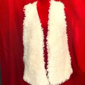 Long ivory vest, soft and cozy